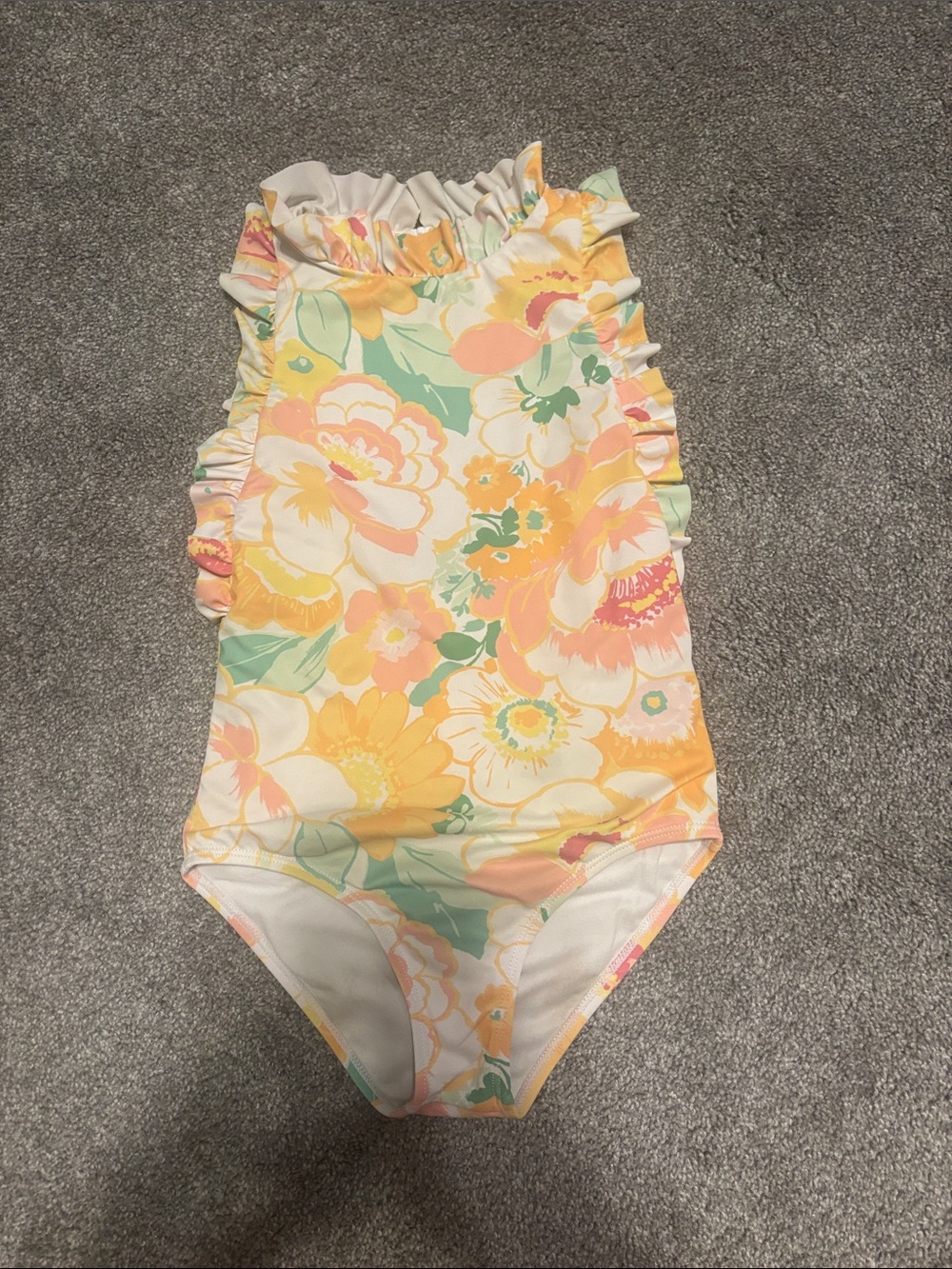 Janie and Jack Floral One-Piece Swimsuit in Yellow, Peach, Mint, White